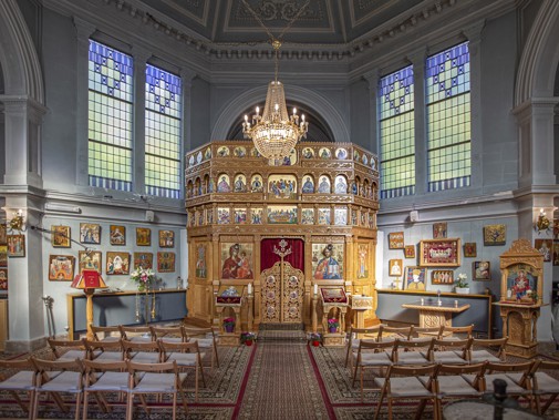 Interieur van Roemeens-orthodoxe parochie St. Gregorius de Theoloog (Foto: Floris Scheplitz)