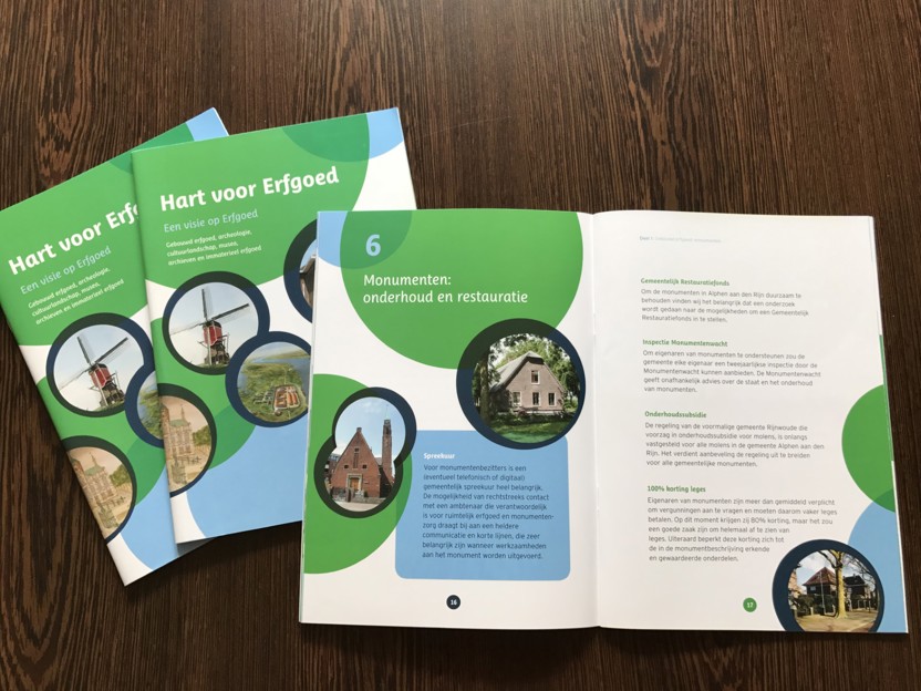 Folder van de Erfgoedagenda gemaakt in opdracht van gemeente Alphen aan den Rijn