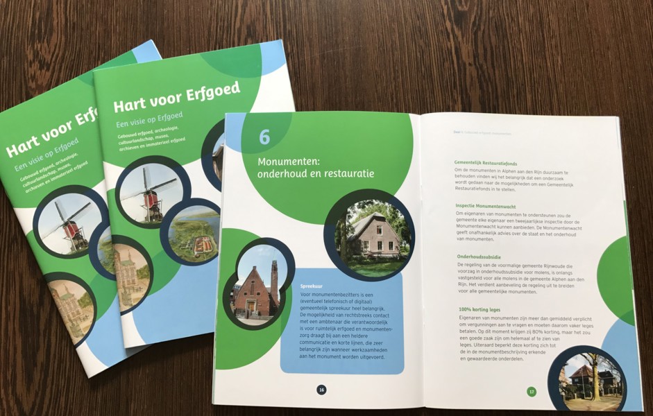 Folder van de Erfgoedagenda gemaakt in opdracht van gemeente Alphen aan den Rijn