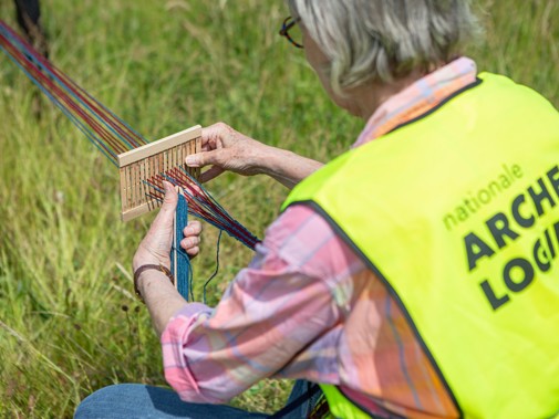 Middeleeuwse ambachten bij Masamuda tijdens de Nationale Archeologiedagen 2023 (Foto: Floris Scheplitz / Erfgoedhuis Zuid-Holland)