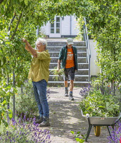 Vrijwilligers in de moestuin van Villa Ockenburg in Den Haag (Foto: Floris Scheplitz / Erfgoedhuis Zuid-Holland)